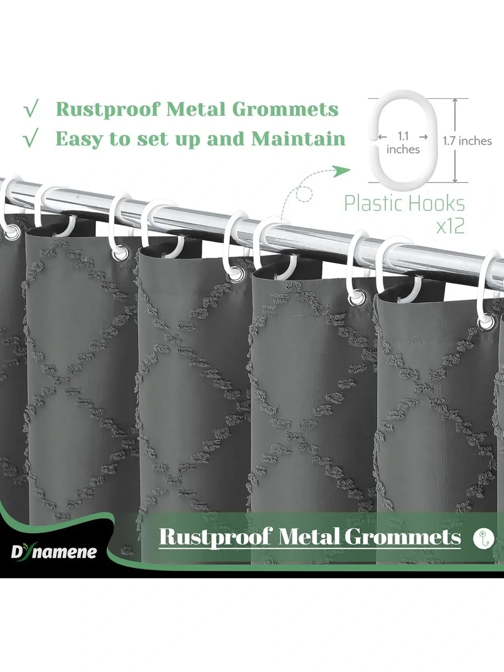 Textured Charcoal Gray Tassel Shower Curtain - Home Bath NWT